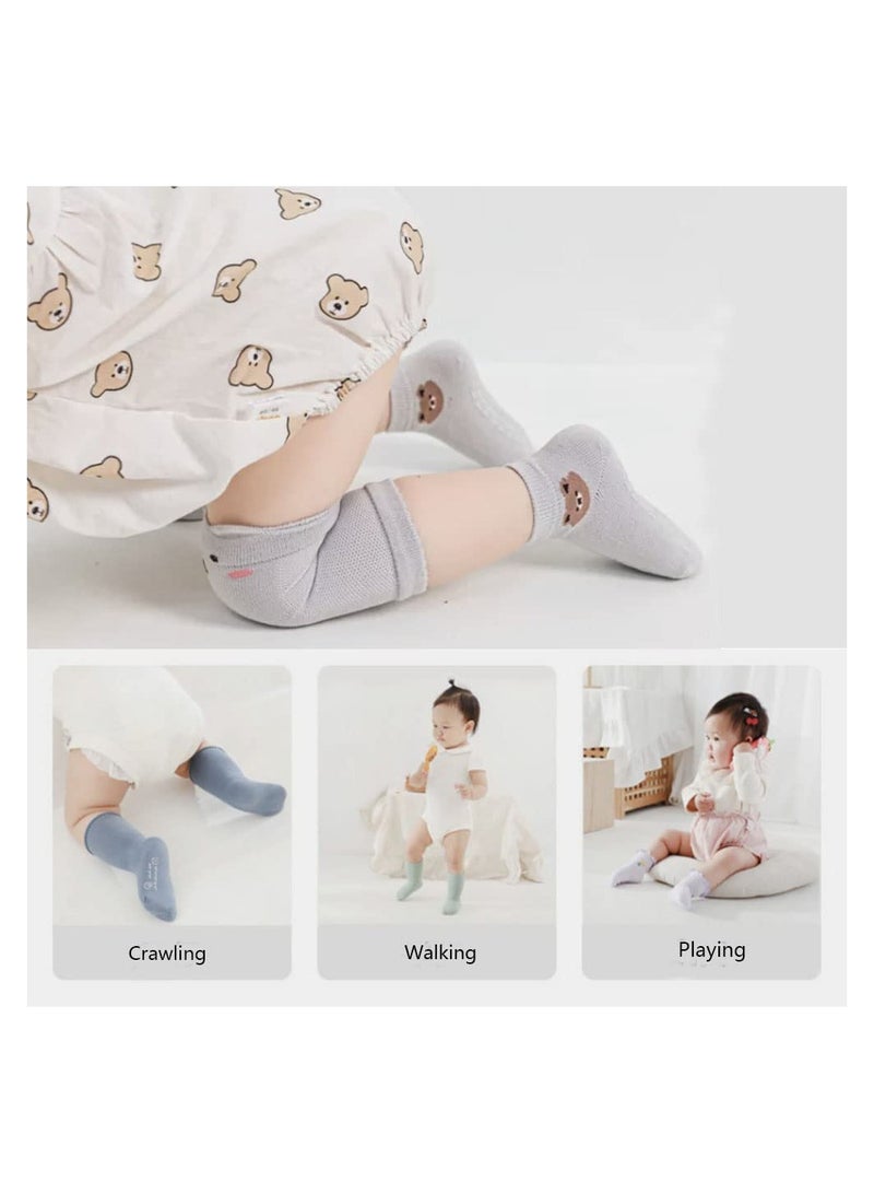 KASTWAVE Baby Crawling Baby Socks 4 Pair and Baby Knee Pads 4 Pair Boys Girls Crawling Pads Non-Slip Socks 1-3 Years Old - Image 2
