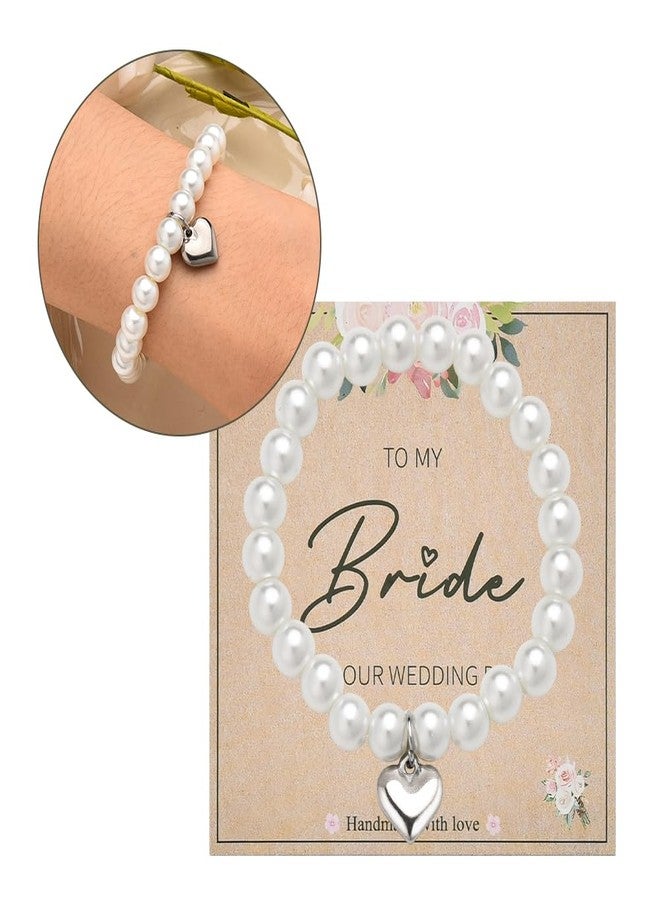 YangQian Bride Gifts for Wedding Day Bridal Bracelets for Wedding Gifts for Bride on Her Wedding Day Accessories Bracelet Pearl Bracelet for Women Bridal Keepsake Gifts for Bride Wedding Newlywed Gift for Her - Image 4