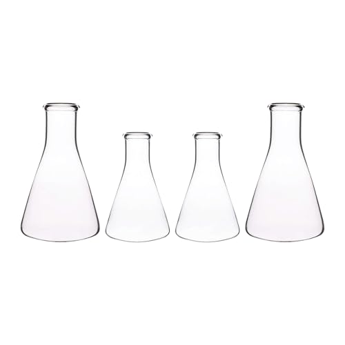 LABZIO Borosilicate Glass Flower Vase Set (4 pcs) – Elegant Conical Vases for Diwali Home Decor, Festive Table Centerpiece, Office, Living Room, Party & Indoor Floral Decoration - Image 1