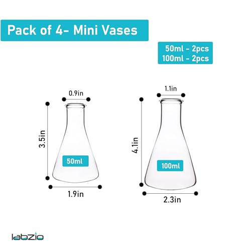 LABZIO Borosilicate Glass Flower Vase Set (4 pcs) – Elegant Conical Vases for Diwali Home Decor, Festive Table Centerpiece, Office, Living Room, Party & Indoor Floral Decoration - Image 2