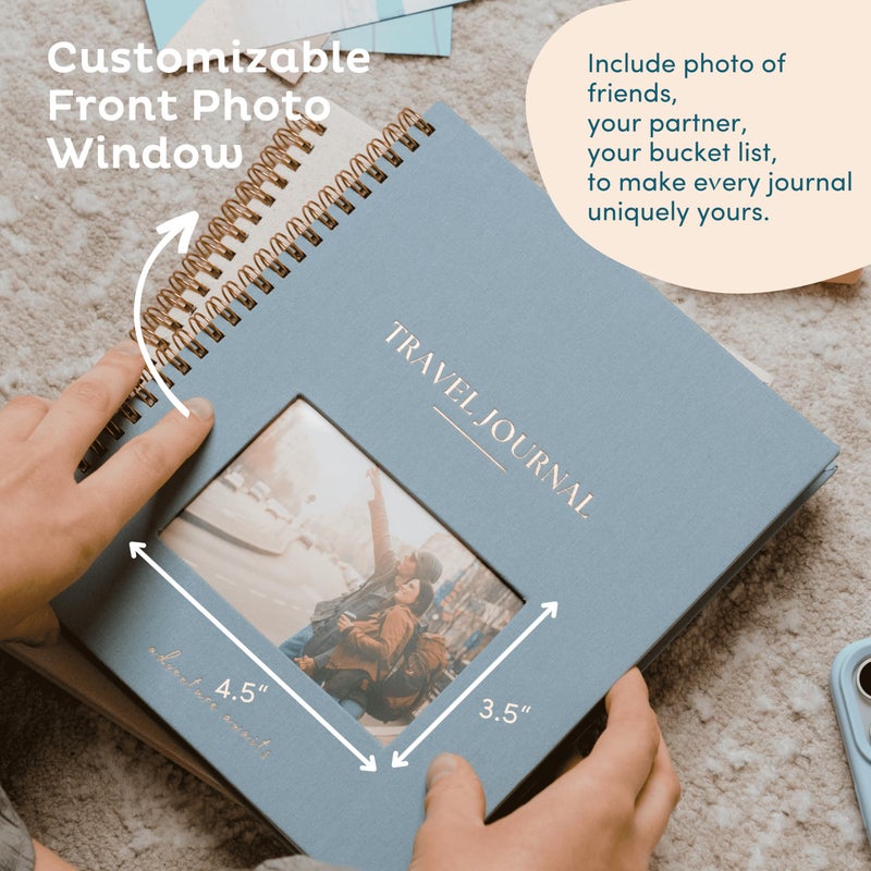 Nook Theory Personalized Travel Journal for Women, Men - Linen Travelers Notebook, Adventure Book with Prompts, Perfect for Travel Gifts (Ocean) - Image 4