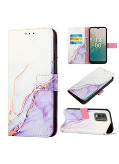 Case Cover For For Nokia C32 TA-1534 PT003 Marble Pattern Flip Leather Phone Case(LS006)