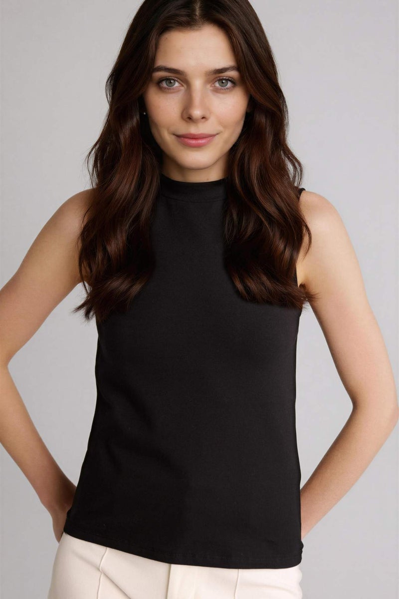 DeFacto Slim Fit Half Turtleneck Sleeveless Tank Top - Image 3