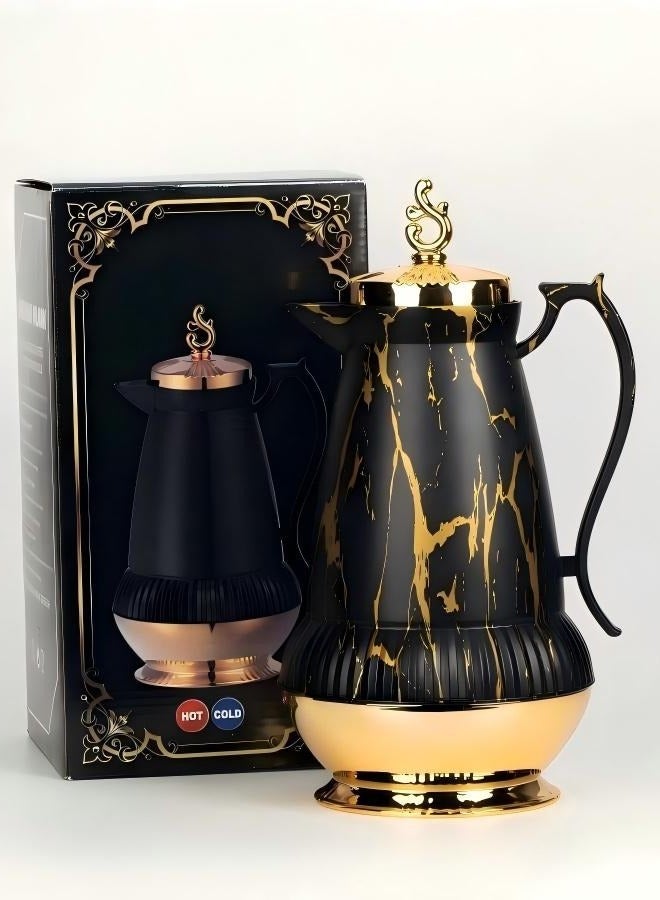ترمس قهوة، نمط رخامي على الطراز الشرق أوسطي، ترمس عربي طويل الأمد، غلاية قهوة مع بطانة زجاجية. - Image 3