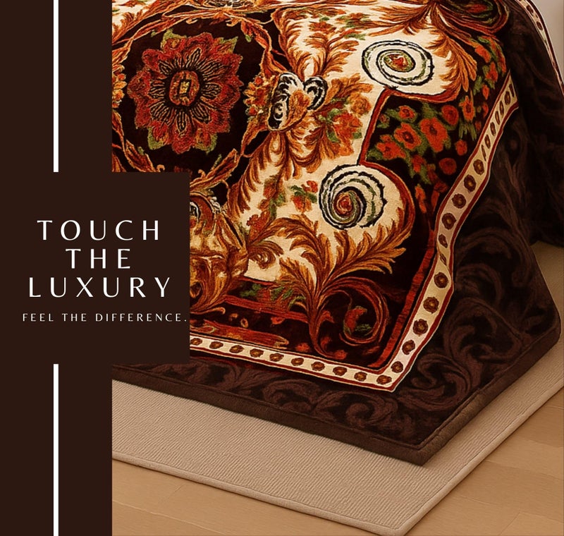 VAS COLLECTIONS® Premium Soft Mink Blanket 2500g – Luxurious Plush Fleece, Warm & Cozy Heavy Winter Blanket for King Size Double Bed 220 x 230 cm, Sofa & Couch (Brown & Red, Double Bed (2.5 Kg)) - Image 5