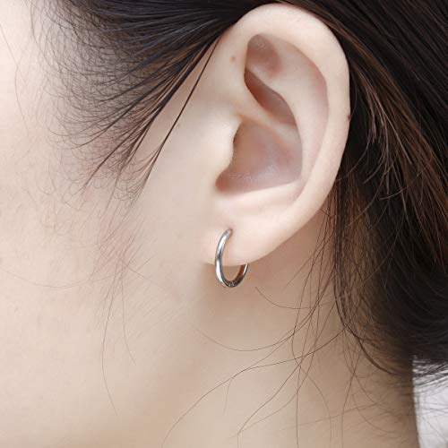 Vishoca Surgical Stainless Steel Thin Hoop Earrings 6mm/8mm/10mm Small Huggie Hoop Earrings for Women and Men (D: Silver (Diameter 6mm/8mm/10mm),3 Pairs) - Image 4