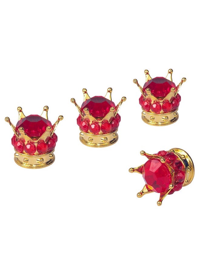 NIBEMINENT 4-Piece Gold Crown Diamond Tyre Valve Caps  - Image 1