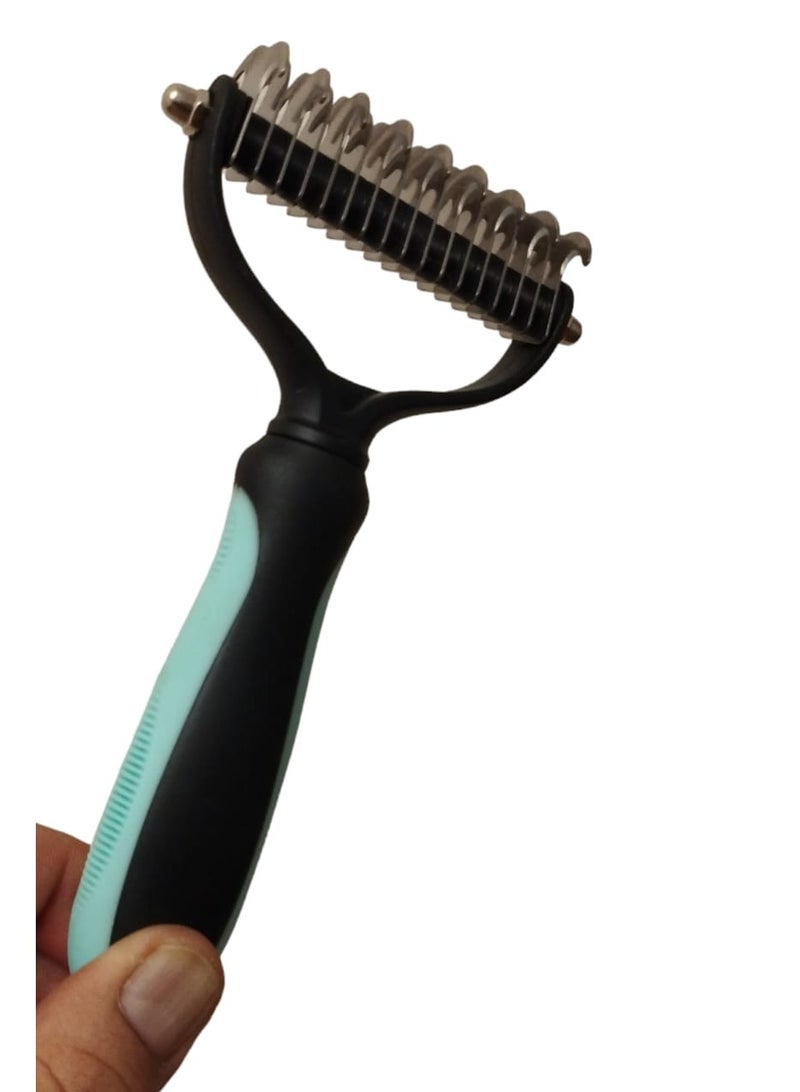 A combing brush with a metal blade to remove knots and tangles from pet hair, completely safe - Image 1