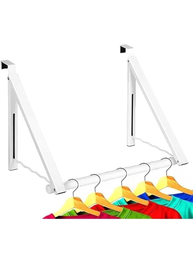 MIXDE Over The Door Hanger Foldable - Over The Door Rack for Hanging Towels, Coats u0026 Clothes - Over The Door Hanger Hooks for Bedroom, Washroom and Office (White) - Image 1