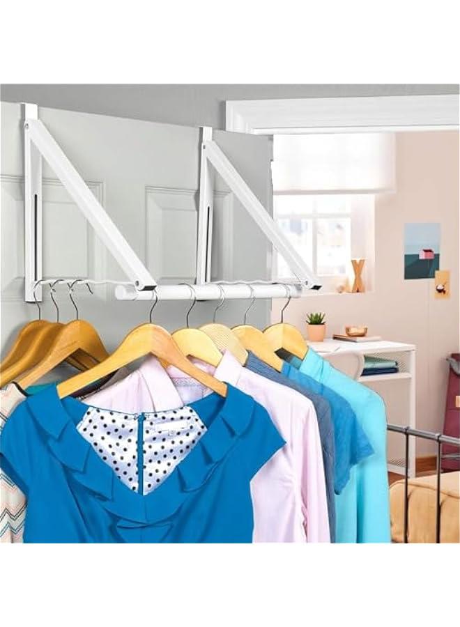 MIXDE Over The Door Hanger Foldable - Over The Door Rack for Hanging Towels, Coats u0026 Clothes - Over The Door Hanger Hooks for Bedroom, Washroom and Office (White) - Image 2