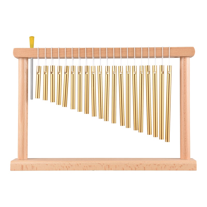 20 Bar Chimes Gold Aluminum Bars Beech Wood Base - Pure Clear Sound Stable Pleasant Tone Chime for Indoor Outdoor Home Shop Decoration - Image 1
