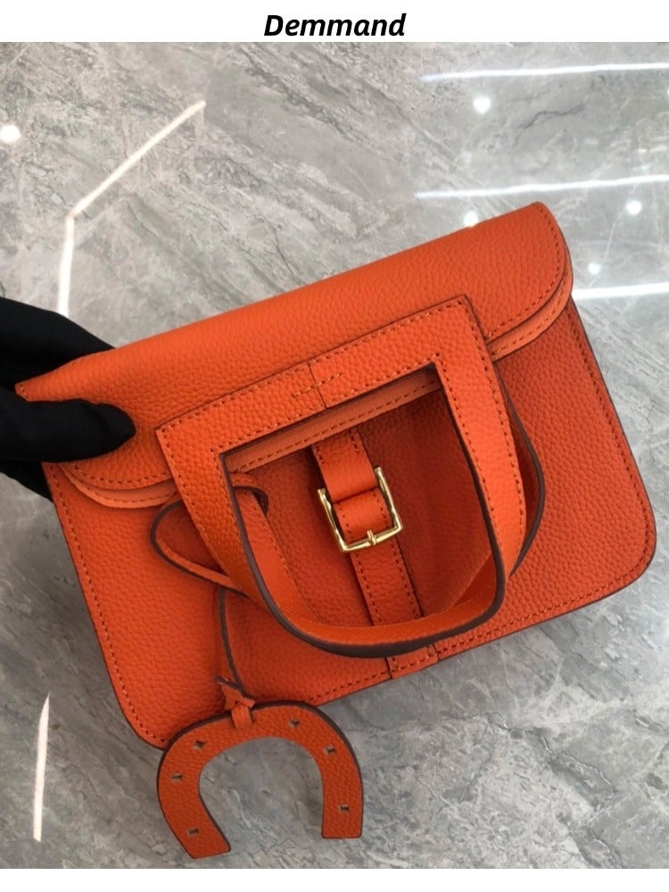 Horseshoe Bag Fashionable Shoulder Crossbody Portable Litchi Pattern Top Layer Leather Casual Leather Women'S Bag Kazan Bag - Image 3