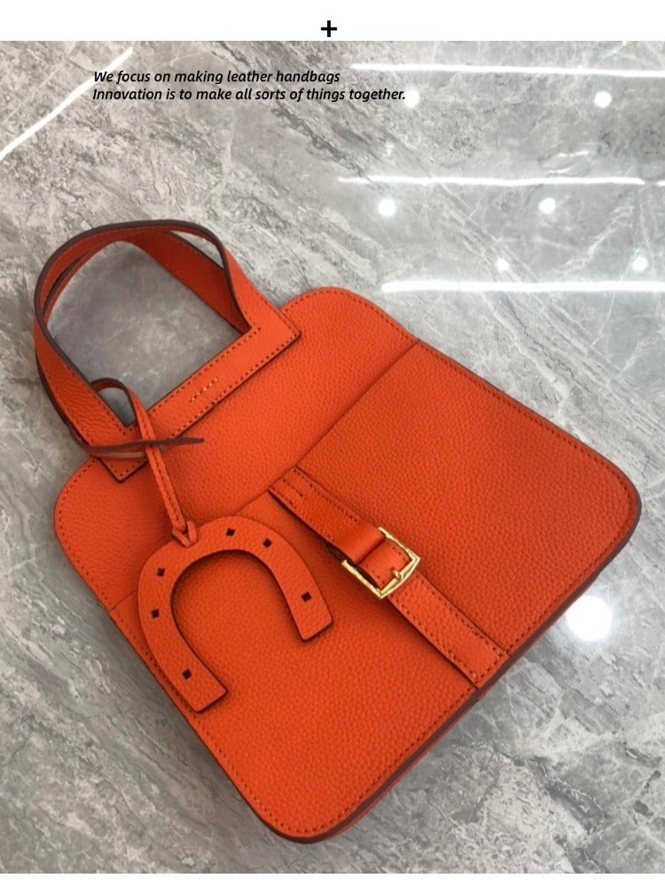 Horseshoe Bag Fashionable Shoulder Crossbody Portable Litchi Pattern Top Layer Leather Casual Leather Women'S Bag Kazan Bag - Image 4