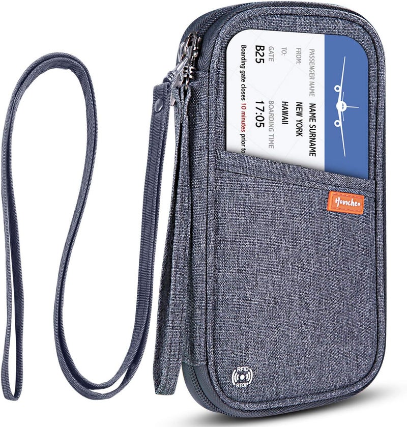 jiemei RFID Family Passport Wallet Holder Waterproof, Travel Document Organizer Credit Card Clutch Bag for Men Women - Image 1