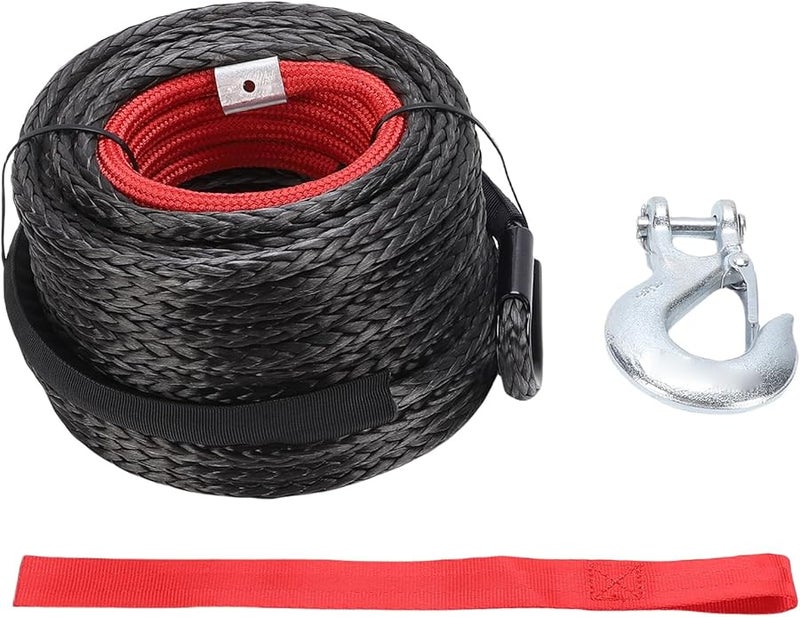 3 8 بوصة حبل ونش اصطناعي بطول 15 متر مع غطاء واقي وخطاف مزور للشاحنات - Image 2