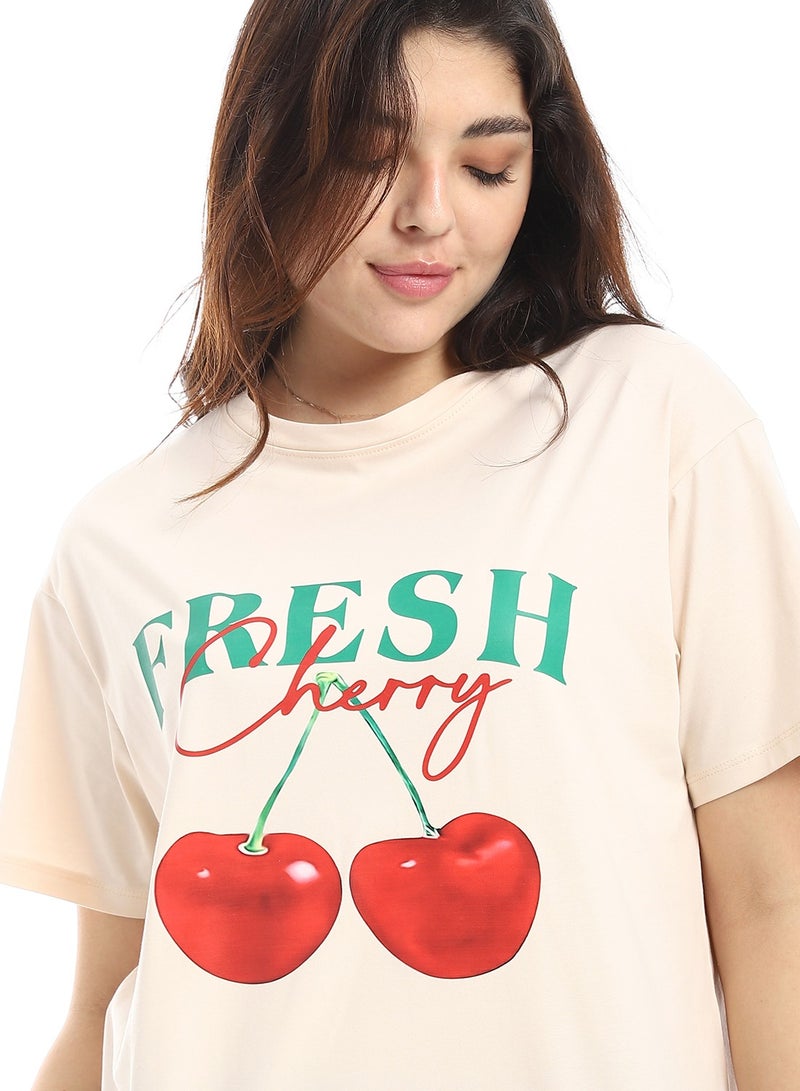 Coctail T-shirt-beige-2701  - Image 4