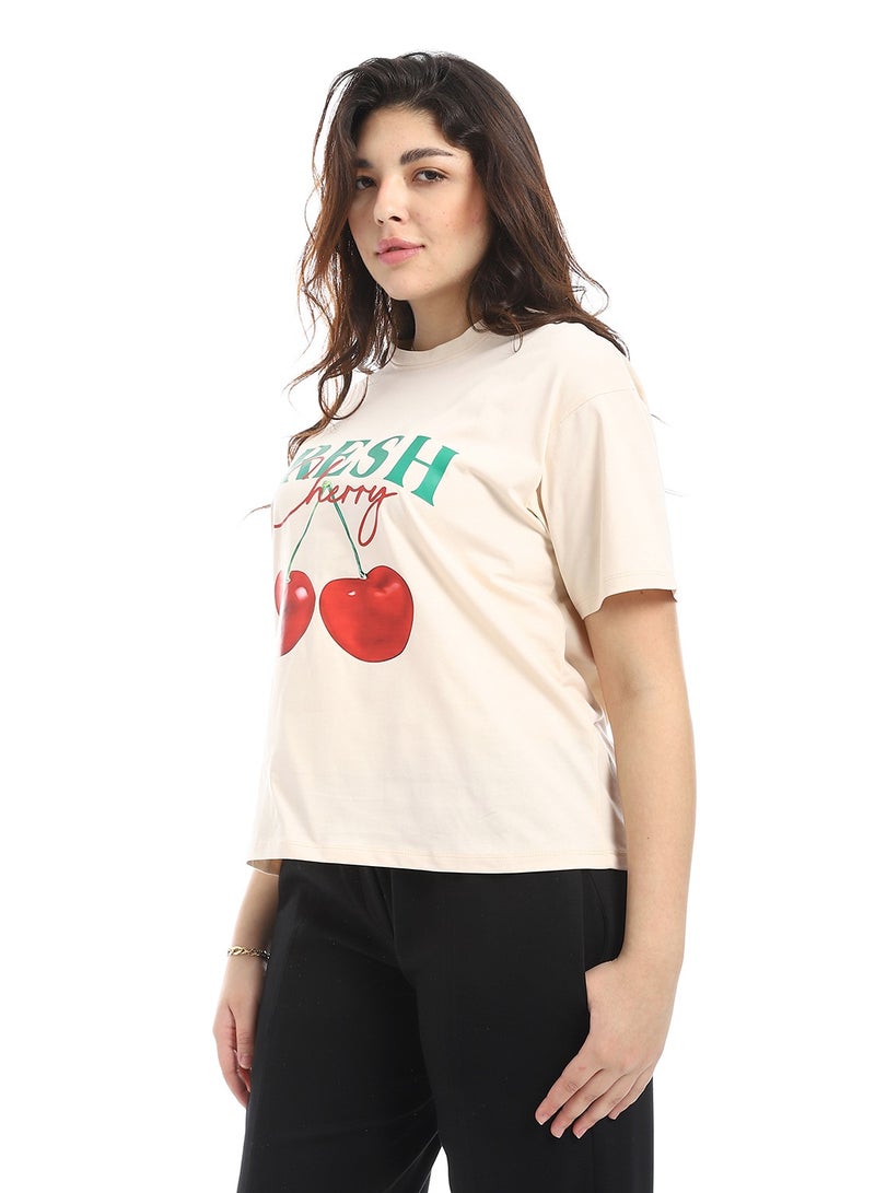 Coctail T-shirt-beige-2701  - Image 2