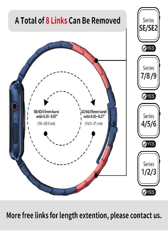 Fullmosa - Fullmosa Compatible Apple Watch Bands 49mm 45mm 44mm 42mm 41mm 40mm 38mm, Stainless Steel iWatch Band with Case for Apple Watch Ultra2 Ultra Series 9 8 7 6 5 4 3 2 1 SE SE2, 42mm 44mm 45mm Blue - Image 1