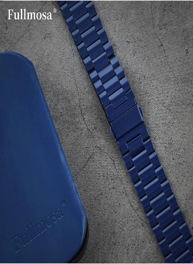 Fullmosa - Fullmosa Compatible Apple Watch Bands 49mm 45mm 44mm 42mm 41mm 40mm 38mm, Stainless Steel iWatch Band with Case for Apple Watch Ultra2 Ultra Series 9 8 7 6 5 4 3 2 1 SE SE2, 42mm 44mm 45mm Blue - Image 1