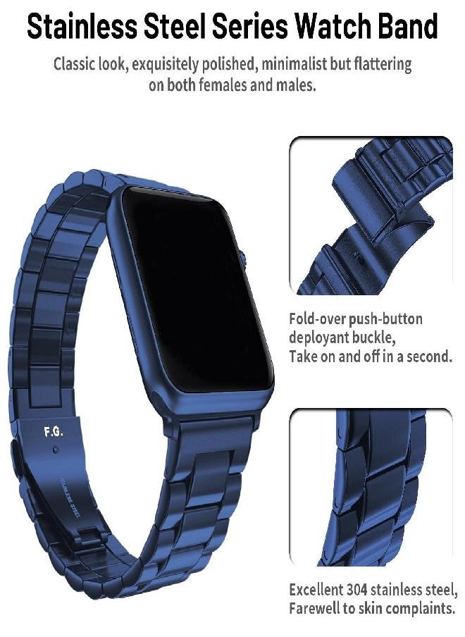 Fullmosa - Fullmosa Compatible Apple Watch Bands 49mm 45mm 44mm 42mm 41mm 40mm 38mm, Stainless Steel iWatch Band with Case for Apple Watch Ultra2 Ultra Series 9 8 7 6 5 4 3 2 1 SE SE2, 42mm 44mm 45mm Blue - Image 1
