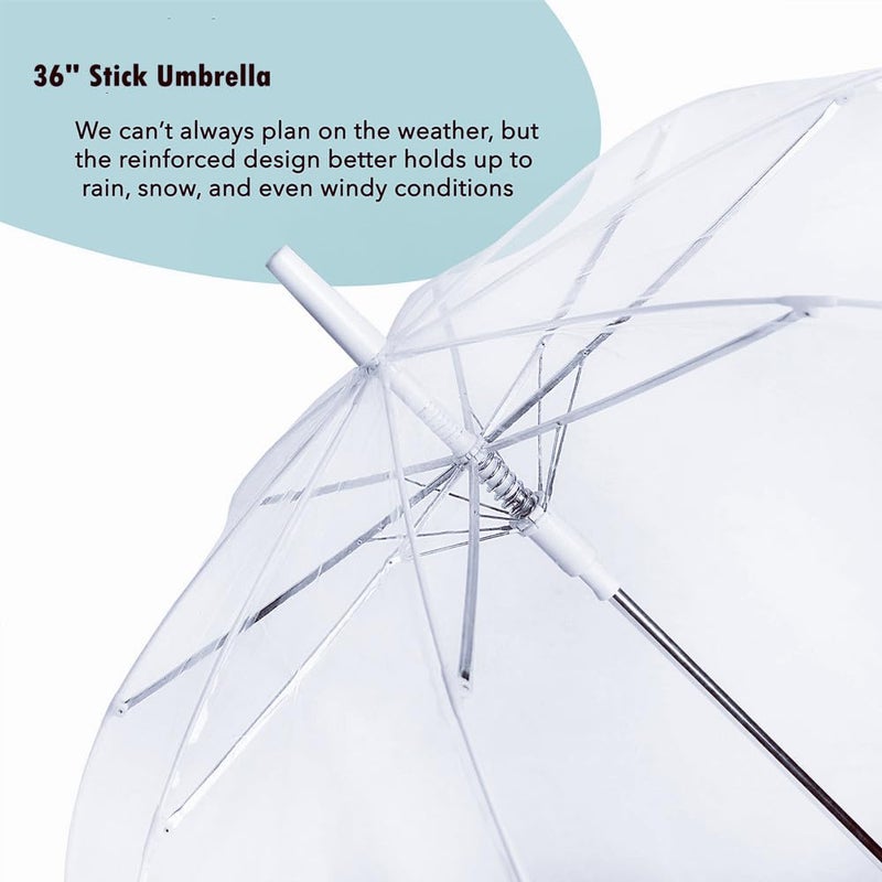 Kvittra 16 Pack Clear Wedding Umbrellas, Bulk Transparent Auto Open Stick Umbrellas, Waterproof Large Canopy Umbrella with White J Hook Handle for Wedding Bride Groom Photography Golf Outdoor - Image 4