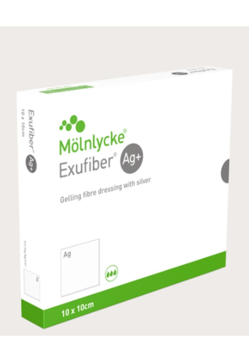 Molnlycke 10pcs  Gel Fiber Bandage 10cm*10cm Antimicrobial Exofiber Ag+ Silver Fiber Coating  - Image 2