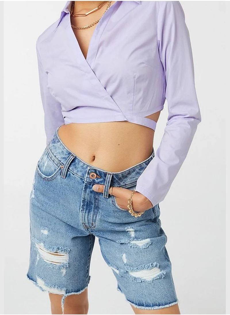 Ardene Regular Rise Button Bermuda Shorts