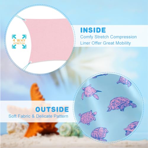 Cozople Boys Swim Trunks Size 10-12 Funny Blue Sea Turtle Graphic Compression Bathing Suit Swimwear Summer Quick Dry Boxer Brief Liner Beach Board Shorts for Casual Homewear Swimsuit - Image 2