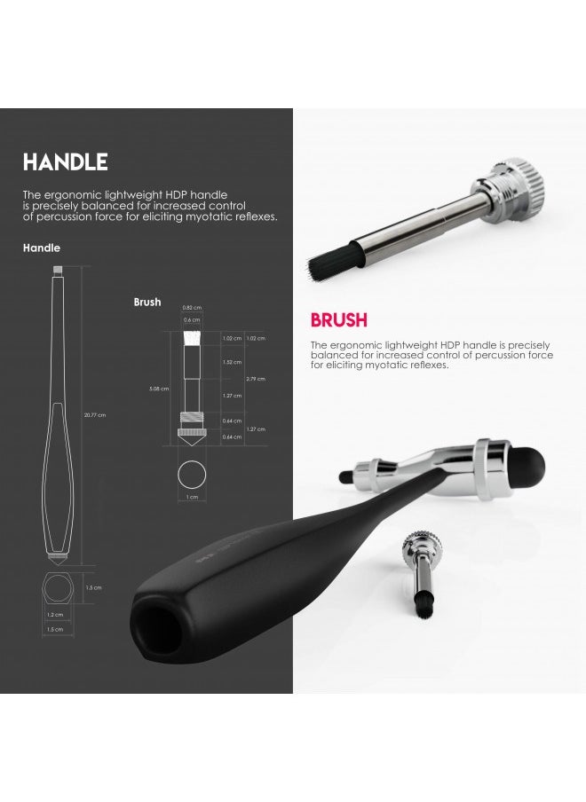 MDF Instruments - Mdf® Tromner Neurological Reflex Hammer With Built-In Brush For Cutaneous And Superficial Responses - Light - Hdp Handle - Free-Parts-For-Life And Lifetime Warranty - Black (Mdf555P-11) - Image 1