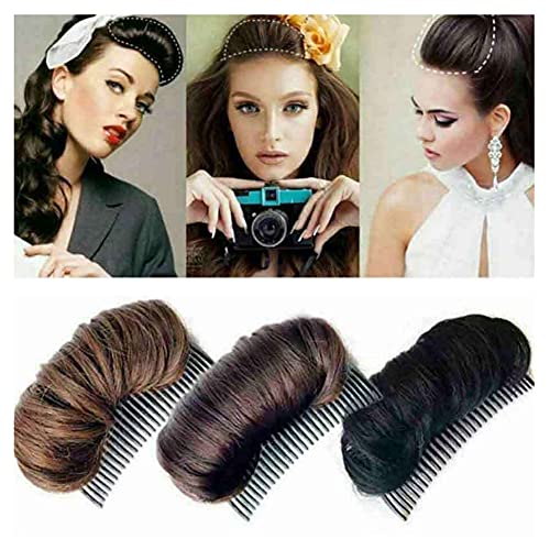 NaRaMax Invisible False Hair Bun Clip Base Bump Fluffy Insert Tool Increased Styling Hair Clip Accessories for Women Lady Girls (Dark Brown) - Image 4
