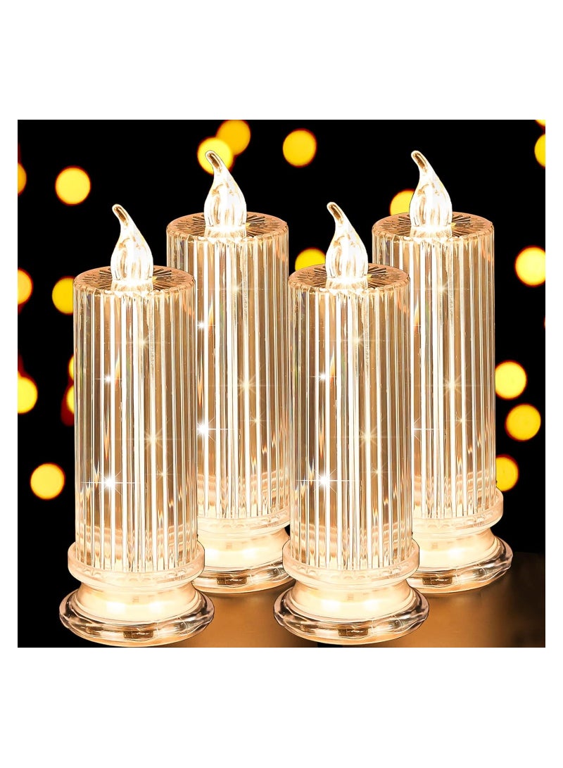 SYOSI 4 PCS Flameless Candles LED Clearance Pillar Candle Battery Operated Batteries included Realistic Fake Electronic Candles for Christmas Bedroom Birthday Wedding Decorations D:2.5" x H:7" - Image 1