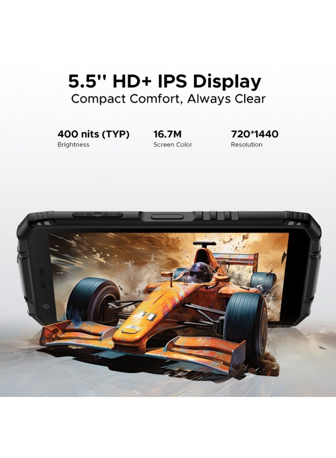 دوجي نار 3 الهاتف المحمول القوي ، أندرويد 16 ، 5.5 "IPS HD + ، 8350mAh ، 12GB + 64GB قابلة للتوسع ، كاميرا 13MP + 8MP ، Octa-Core ، NFC / Face ID / GPS / OTG / 3.5mm / Widevine L1 ، IP68 و IP69K مقاوم للماء ، 4G مزدوج SIM الهاتف الذكي - Image 3
