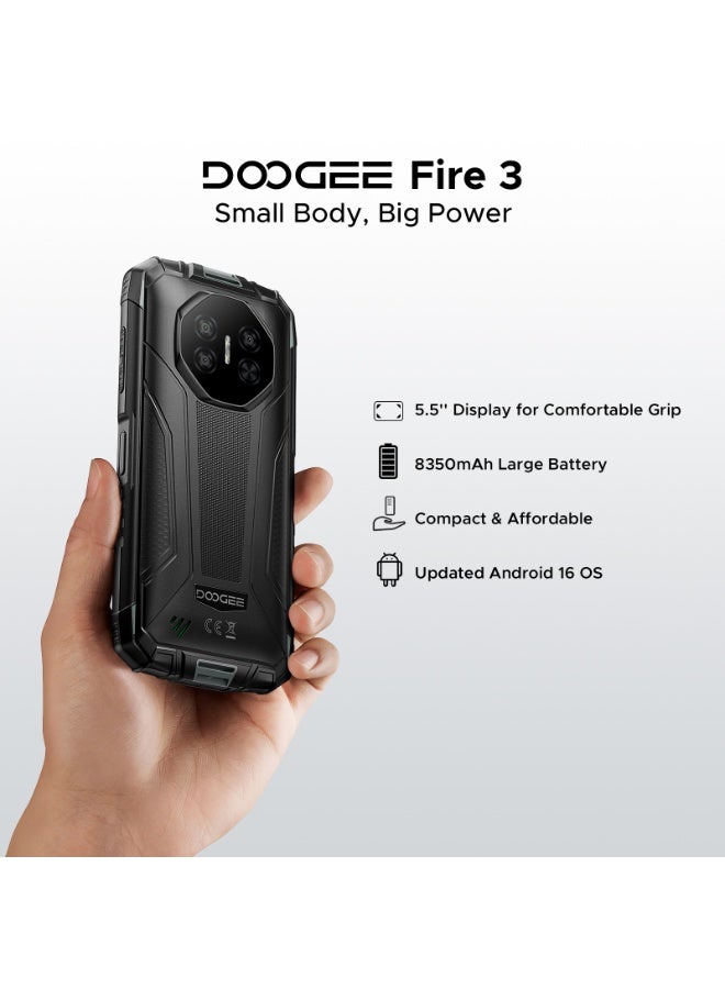 دوجي نار 3 الهاتف المحمول القوي ، أندرويد 16 ، 5.5 "IPS HD + ، 8350mAh ، 12GB + 64GB قابلة للتوسع ، كاميرا 13MP + 8MP ، Octa-Core ، NFC / Face ID / GPS / OTG / 3.5mm / Widevine L1 ، IP68 و IP69K مقاوم للماء ، 4G مزدوج SIM الهاتف الذكي - Image 2