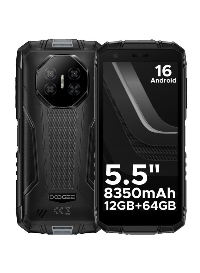 دوجي نار 3 الهاتف المحمول القوي ، أندرويد 16 ، 5.5 "IPS HD + ، 8350mAh ، 12GB + 64GB قابلة للتوسع ، كاميرا 13MP + 8MP ، Octa-Core ، NFC / Face ID / GPS / OTG / 3.5mm / Widevine L1 ، IP68 و IP69K مقاوم للماء ، 4G مزدوج SIM الهاتف الذكي - Image 1