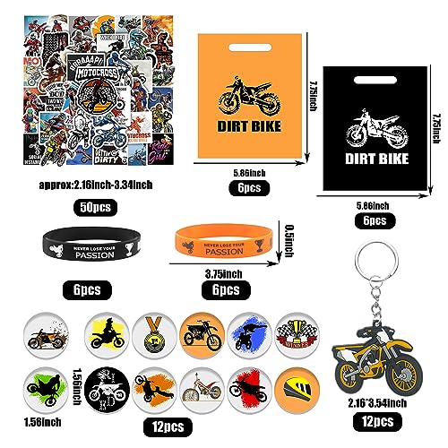 BANBALLON 98 PCS Dirt Bike Party Favor Dirt Bike Key Chains Silicone Wristband Stickers Goodie Bags Button Badges For Dirt Bike Party Club Gift Boy Mans birthday party Supplies - Image 5