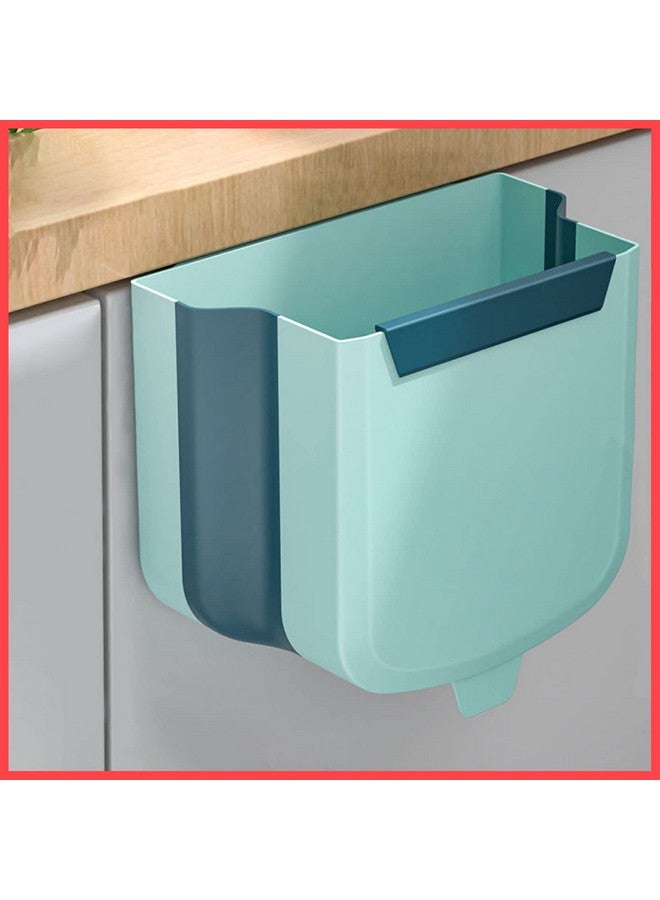 wolpin wolpin Plastic Kitchen Dustbin Modern Lightweight Foldable Open-Top Cabinet Door Hanging Garbage Bin For Home/Office Waste Bin With Handle (6 Litres, Green)  - Image 1