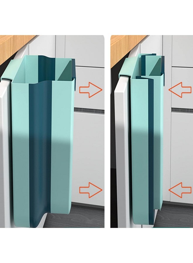 wolpin wolpin Plastic Kitchen Dustbin Modern Lightweight Foldable Open-Top Cabinet Door Hanging Garbage Bin For Home/Office Waste Bin With Handle (6 Litres, Green)  - Image 3
