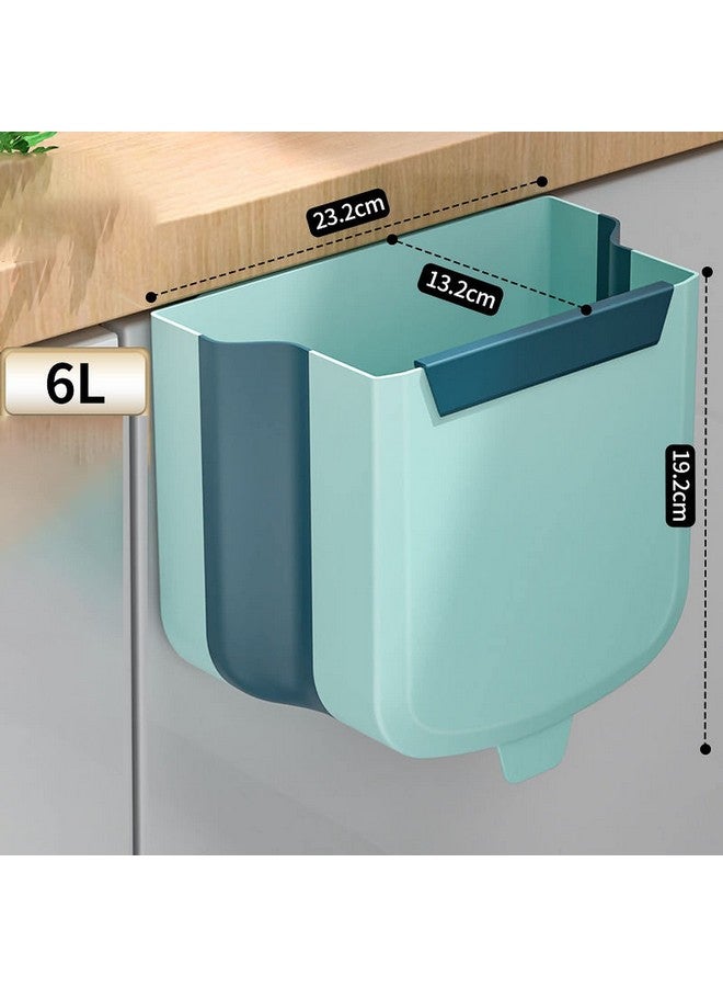 wolpin wolpin Plastic Kitchen Dustbin Modern Lightweight Foldable Open-Top Cabinet Door Hanging Garbage Bin For Home/Office Waste Bin With Handle (6 Litres, Green)  - Image 2