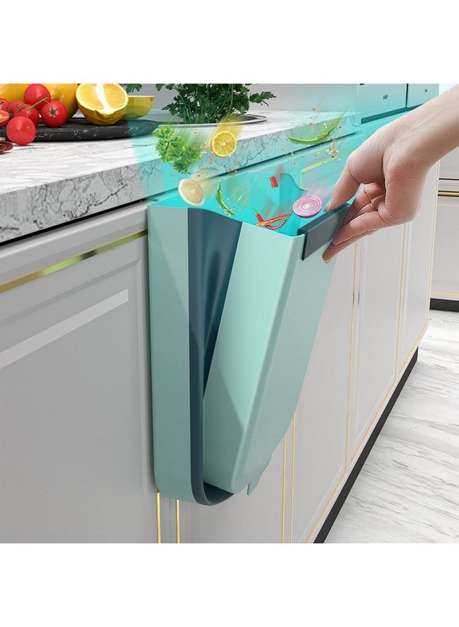 wolpin wolpin Plastic Kitchen Dustbin Modern Lightweight Foldable Open-Top Cabinet Door Hanging Garbage Bin For Home/Office Waste Bin With Handle (6 Litres, Green)  - Image 4