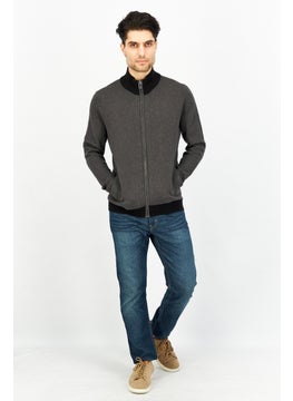 Celio Men Mock Neck Textured Long Sleeves Sweatshirt, Black/Grey  - Image 4