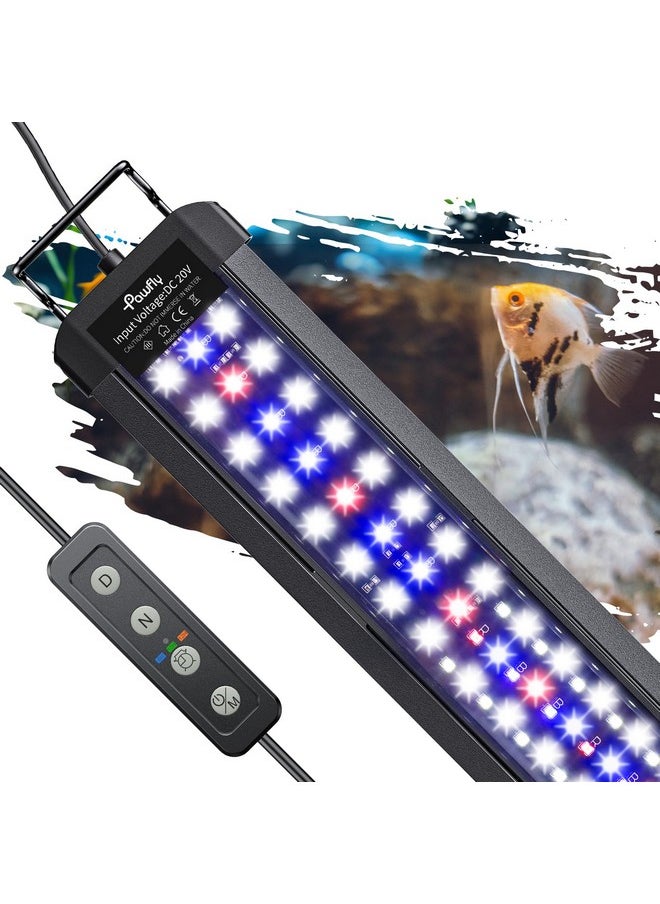 Pawfly 11W Aquarium Led Light For 12 To 18 Inch Extendable Fish Tank Light With Full Spectrum Brilliant White Blue Red Lights With Daytime & Night Modes Timer Auto On/Off Adjustable Brightness  - Image 1