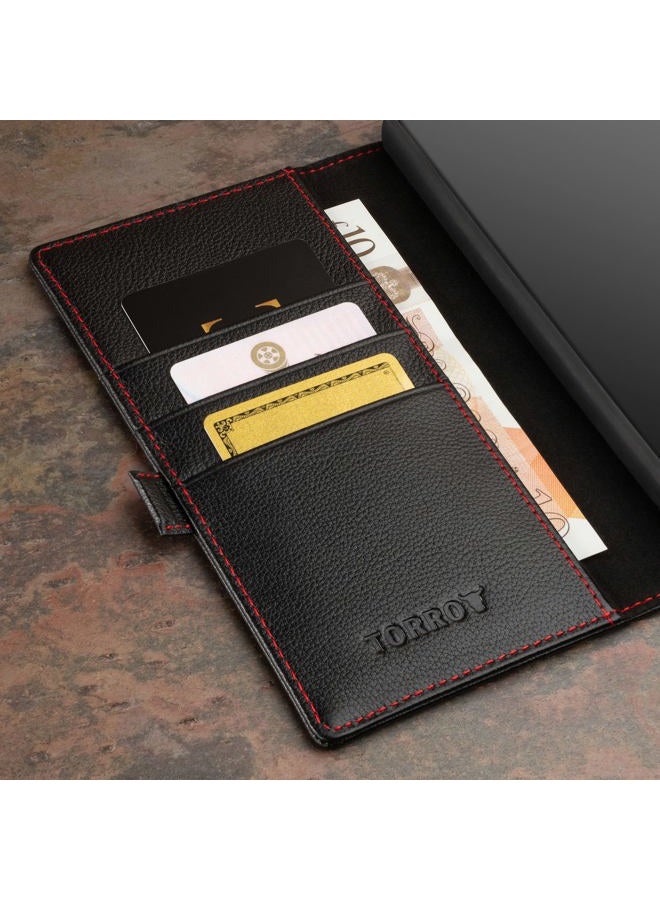 TORRO Case Compatible with Samsung Galaxy S23 Ultra 5G – Premium Leather Wallet Case with Kickstand and Card Slots (Black) - Image 4