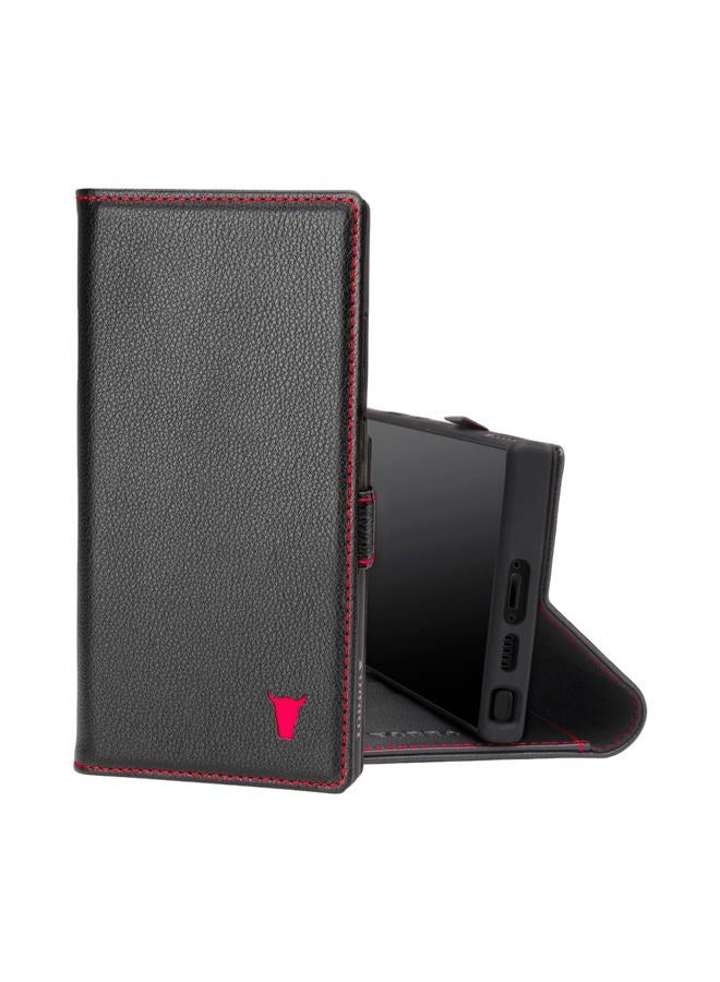 TORRO Case Compatible with Samsung Galaxy S23 Ultra 5G – Premium Leather Wallet Case with Kickstand and Card Slots (Black) - Image 1