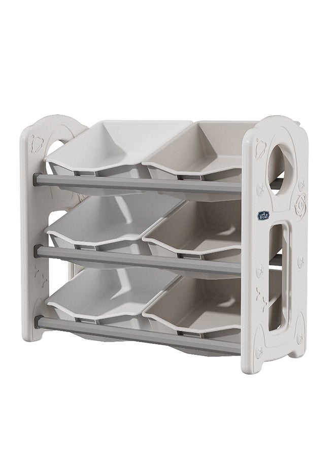 Little Story Kids Toys Storage With 6 Storage Box - Grey/White - Image 1