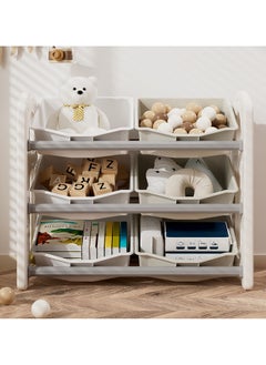 Little Story Kids Toys Storage With 6 Storage Box - Grey/White  - Image 4