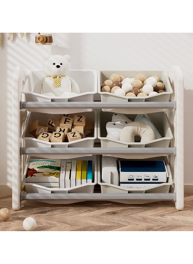Little Story Kids Toys Storage With 6 Storage Box - Grey/White - Image 4
