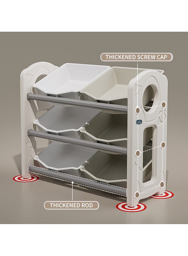 Little Story Kids Toys Storage With 6 Storage Box - Grey/White - Image 3