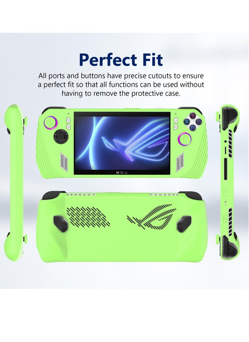Protective Case for ASUS Rog Ally, Anti-Slip Shockproof Cover Silicone Case, Protector Case for Asus ROG Ally Handheld Game Accessories(Glow Green) - Image 3