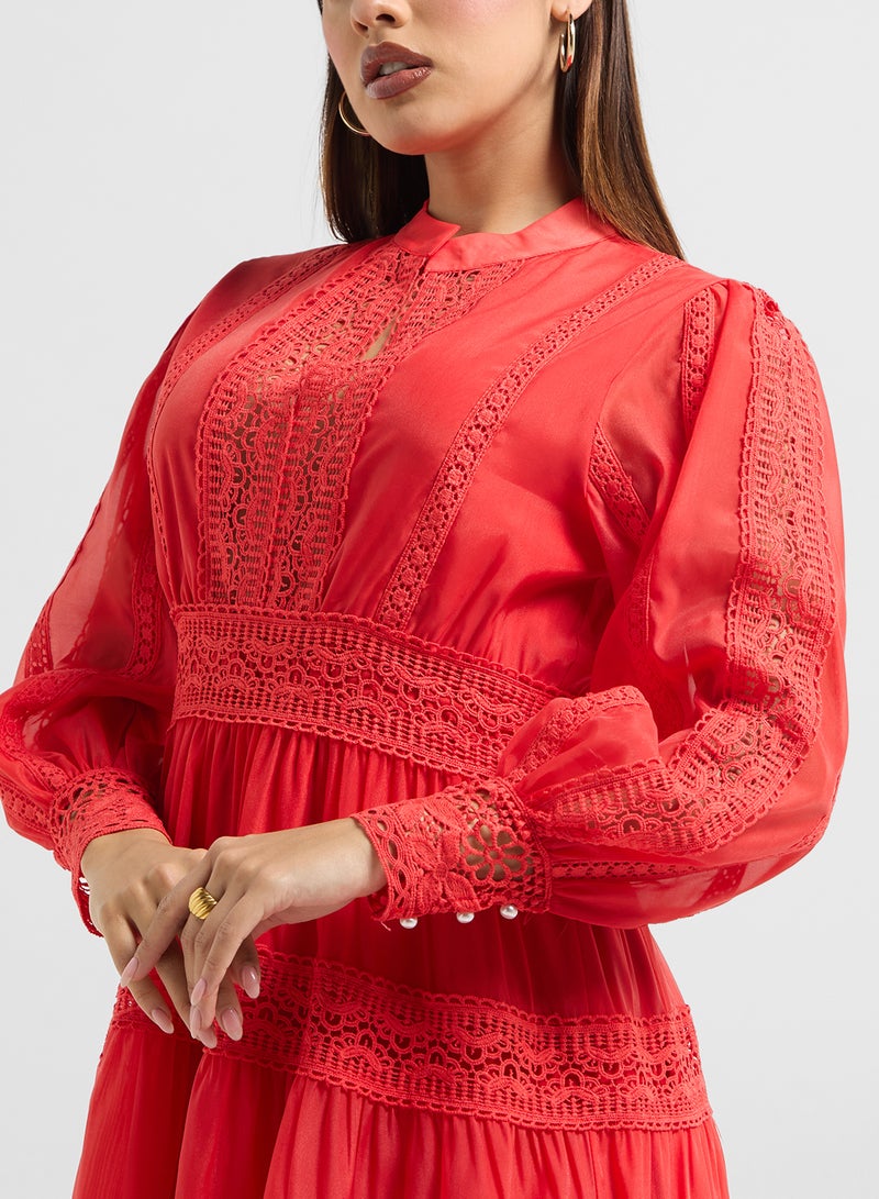 Khizana Lace Trimmed Midi Dress - Image 3