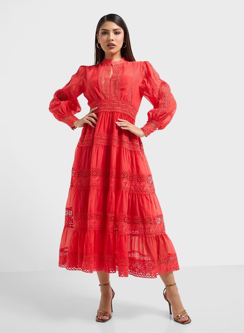 Khizana Lace Trimmed Midi Dress - Image 4